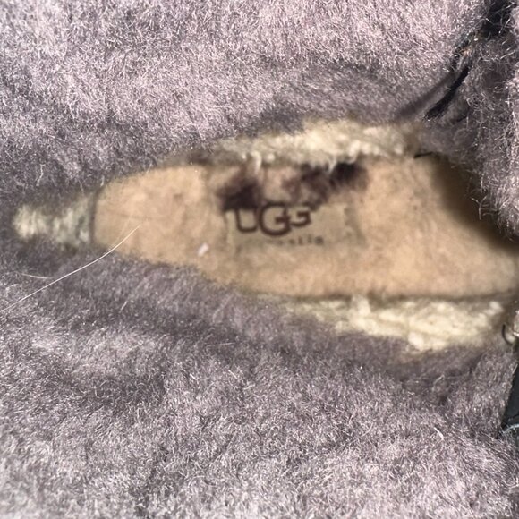 UGG Adirondack II 1906 Waterproof Boots Black Leather & Sheepskin Women Size 9 - Picture 16 of 16